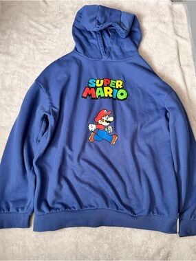 Nintendo Super Mario Multicolor Logo Hoodie in Blue